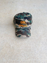 Load image into Gallery viewer, Girl, I Pray. Adult Dad Hat (Distressed) Camo/Orange