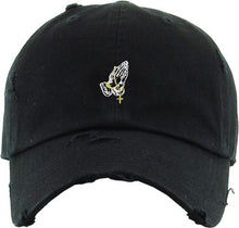 Load image into Gallery viewer, Praying Hands Hat ( Distressed Black)