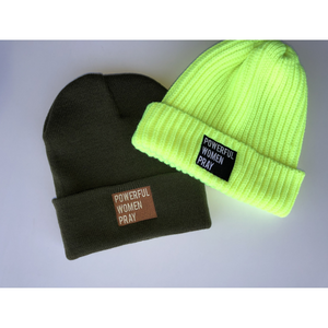 Powerful Women Pray Ribbed Beanie (Limited Edition)- Safety Green