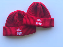Load image into Gallery viewer, Girl, I Pray Ribbed Beanie (Limited Edition)- Red