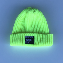 Load image into Gallery viewer, Powerful Women Pray Ribbed Beanie (Limited Edition)- Safety Green